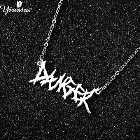 Collier avec pendentif Punk, mots irréguliers, en DANGER, collier avec lettres, Hip Hop, accessoires de bijouterie gothique, chaîne en acier inoxydable ► Photo 1/6