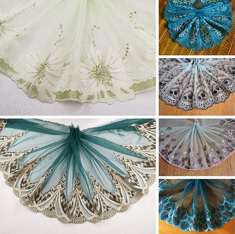 2 mètres série verte broderie français dentelle tissu Applique dentelle africaine matériel de haute qualité Tulle maille dentelle garniture pour mariage ► Photo 1/6