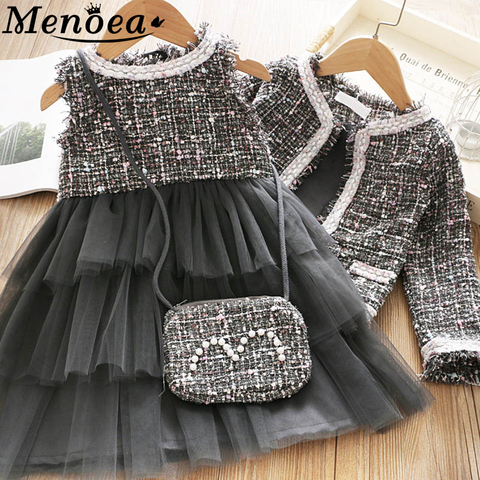 Menoea filles princesse vêtements costumes hiver Style enfants filles fête élégant mignon fille tenue enfants laine vêtements ensembles ► Photo 1/6