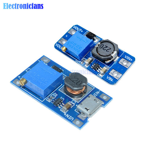 Alimentation électrique d'appoint MT3608 DC, Booster pour remplacer XL6009 Micro USB 2A, Module élévateur réglable 2-24V à 28V ► Photo 1/1