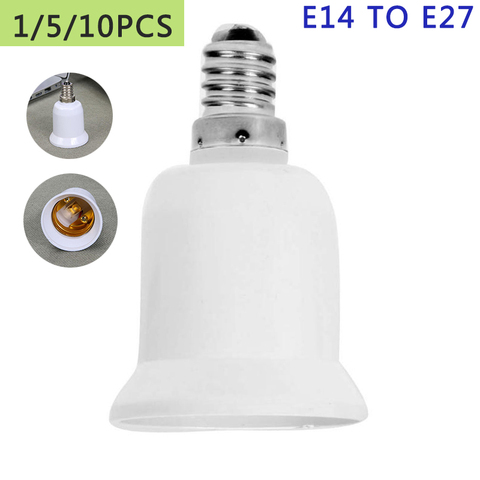 Convertisseur E14 à E27, 1/5/10 pièces, adaptateur douille de lampe, adaptateur d'ampoule en plastique, support de lampe, accessoires d'éclairage ► Photo 1/6