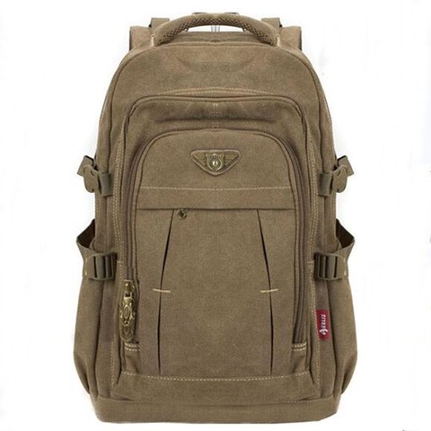 Hommes militaire toile sac à dos fermeture éclair sacs à dos ordinateur portable voyage épaule Mochila cahier cartables Vintage collège sacs d'école ► Photo 1/6