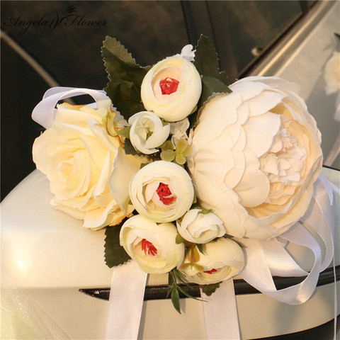 Bricolage décor de mariage poignée porte voiture fleur corsage main fleur accessoires soie Valentine guirlande guirlande fenêtre rétroviseur ► Photo 1/6