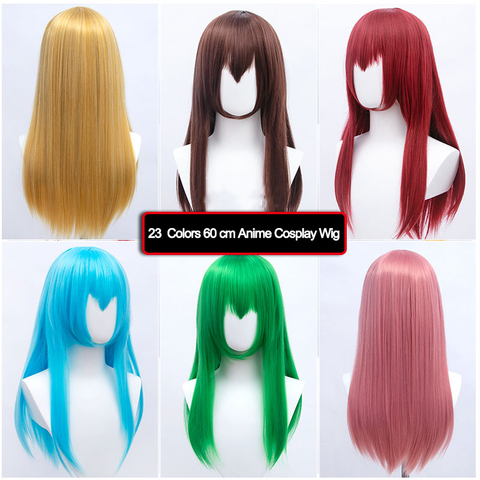 DIANQI 24 pouces synthétique longue cosplay perruque pour les femmes blonde rouge rose gris violet pour droite anime cheveux halloween fête cheveux ► Photo 1/6