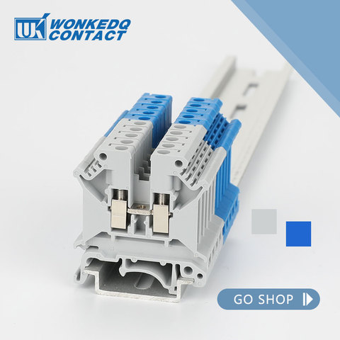 Din Rail Terminal Blocks 10Pcs UK-5N Universal Class Connector Screw Contact Conductors UK5N Panel Mount terminal strips ► Photo 1/6