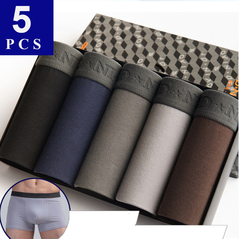 Hommes Boxer sous-vêtements hommes coton Homme boxeurs Homme 5 pièces/lot confortable caleçon mâle solide imprimé doux respirant culotte ► Photo 1/6