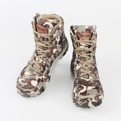 Hommes en plein air randonnée bottes femmes armée militaire haute qualité toile Camouflage Combat tactique désert hiver Hightop Camouflage chaussures ► Photo 1/6