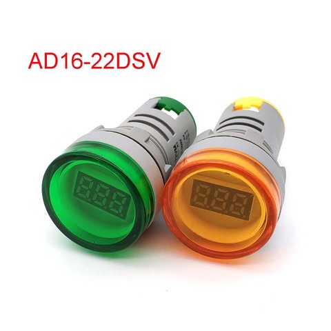 Voltmètre à affichage LED AD16-22, 22mm, tension numérique AC 12-500V, panneau d'affichage indicateur rouge jaune vert, LED AD16-22DSV ► Photo 1/6