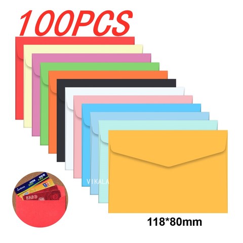 100 pc/lot bonbons couleur mini enveloppes bricolage multifonction artisanat papier enveloppe pour lettre papier cartes postales matériel scolaire ► Photo 1/6