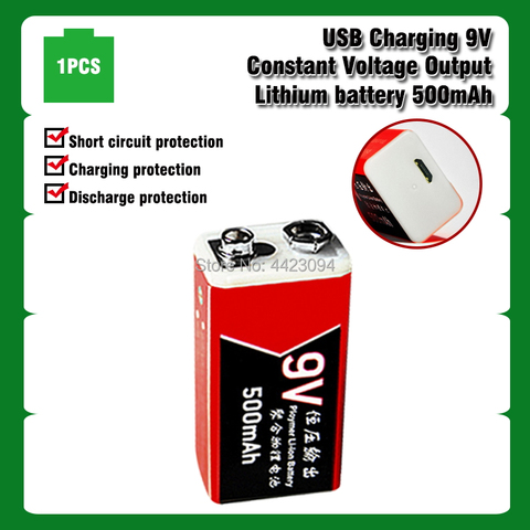 Batterie USB 9V 500mAh Rechargeable USB charge Lithium polymère Batteria pour Microphone multimètre dédié caméra RC Drone ► Photo 1/6