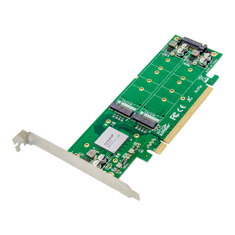 Carte d'extension adaptateur SSD PCIE x16 M.2 NVMe prise en charge Plug and Play professionnelle clé M.2 M et puce clé B + M Asmedia ASM2824 ► Photo 1/4