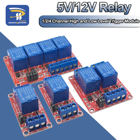 Carte de Module de relais 5V 1/2/4 canaux, 4 voies avec Support d'optocoupleur, déclencheur de niveau haut et bas pour Arduino ► Photo 1/4