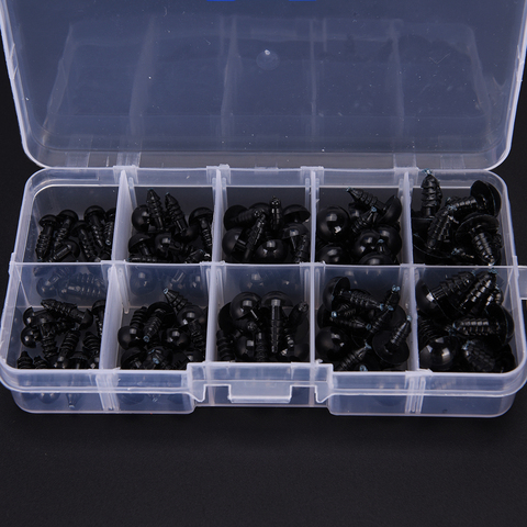 6mm/8mm/9mm/10mm/12mm en plastique noir poupée marionnette yeux animaux artisanat yeux de sécurité pour ours en peluche enfants enfants bricolage jouets 100 pièces ► Photo 1/6