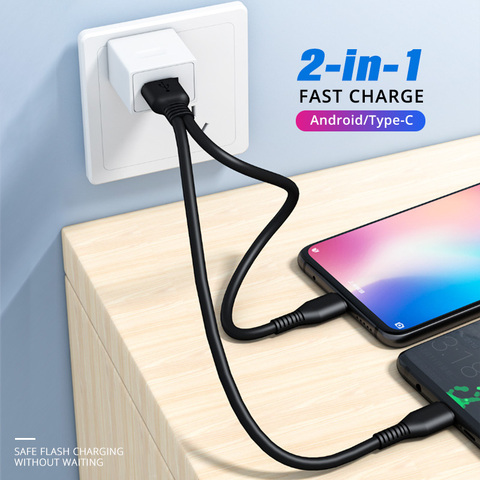 2 en 1 USB à Type C Micro USB C Charge pour 2 Usb C téléphone portable Charge deux appareils cordon de Charge USB C câble de répartiteur de harger ► Photo 1/6