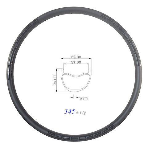 Jante en carbone tubeless asymétrique sans crochet, 345g 650B vtt XC SL 33mm, 25mm de profondeur 27mm de largeur intérieure 24 28 32 trous, roue de montagne 27,5 pouces ► Photo 1/5