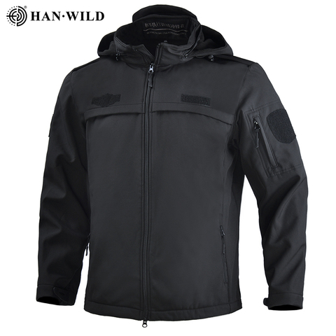 HAN WILD – veste militaire pour homme, veste de randonnée, vêtements Softshell, coupe-vent, tactique de l'armée, à capuche, manteau d'hiver réglable ► Photo 1/6