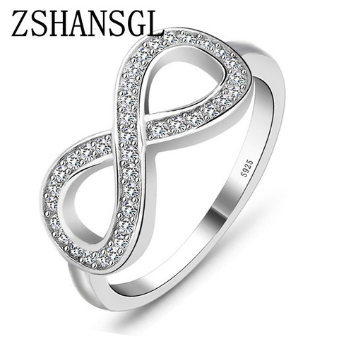 Bague en argent sterling 925 pour femmes, bague en argent sterling, bijoux remplis, mode cz Infinity ► Photo 1/4