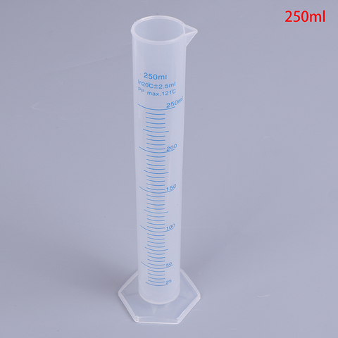 Cylindre de mesure en plastique de 250ml, Test de laboratoire, Tube gradué, outil abordable, ensemble chimique ► Photo 1/4