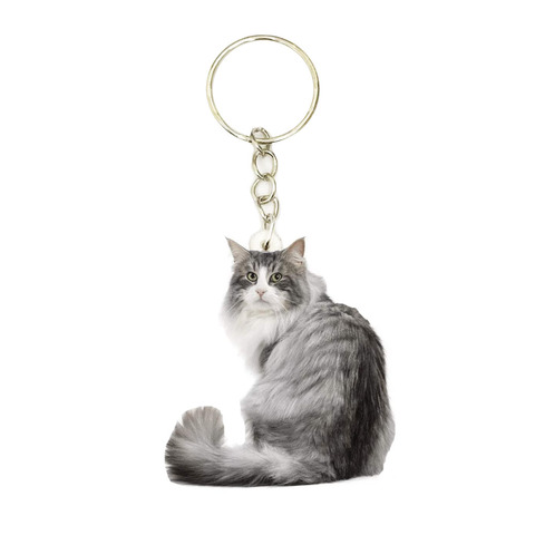 Porte-clés en acrylique avec chat de la forêt nordique, breloques en forme d'animaux, pour hommes, cadeau de petit ami, accessoires mignons ► Photo 1/2