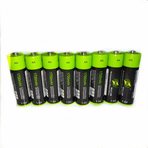8 pièces/lot ZNTER 1.5V AA batterie Rechargeable 1700mAh USB Rechargeable batterie au Lithium polymère charge rapide par câble Micro USB ► Photo 1/5