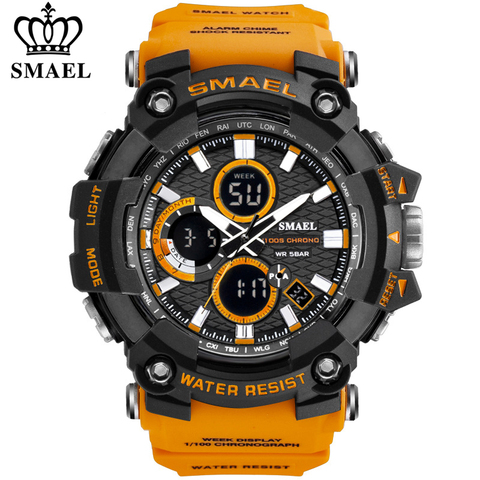 SMAEL 1802 sport hommes montres haut de gamme de luxe militaire Quartz montre hommes étanche choc mâle numérique horloge Relogio Masculino ► Photo 1/6