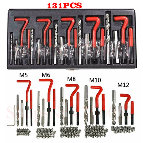 Kit d'outils de restauration pour filetage endommagé, bloc d'outils de réparation pour moteur endommagé 131 pièces, M5, M6, M8, M10, M12 professionnel ► Photo 1/6