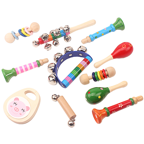 Enfant en bas âge en bois musique vocale ensemble de jouets hochets et Mobiles jouet au début du développement bébé et enfant en bas âge jouets cadeau pour nouveau-né bébé ► Photo 1/6