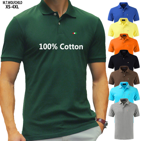 Top qualité 2022 nouveau couleur unie Hommes Polos chemises 100% coton à manches courtes décontracté Polos Hommes mode été revers mâle hauts ► Photo 1/6