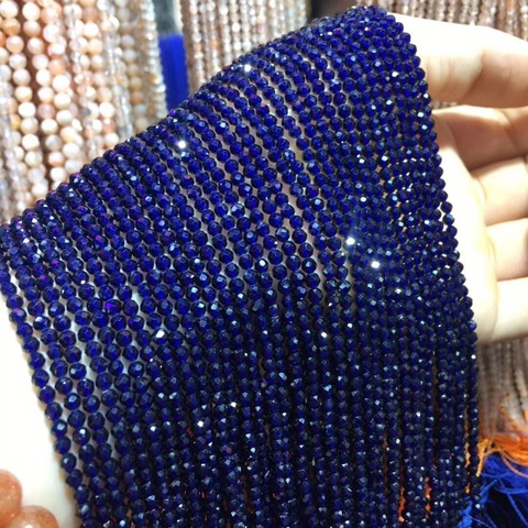 Petites perles en pierre naturelle Tourmaline saphir 2,3,4mm, Section, perles amples pour la fabrication de bijoux, bricolage de colliers et de bracelets (38cm) ► Photo 1/6