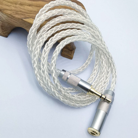 Câble Audio femelle-mâle, 8 cœurs, argent, 3.5mm, rallonge Audio, câble d'extension pour écouteurs ► Photo 1/4