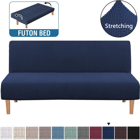 Housse de protection en Futon sans accoudoirs, extensible, pour canapé-lit, tissu Jacquard à petits carreaux, riche, texturé, en Spandex ► Photo 1/6