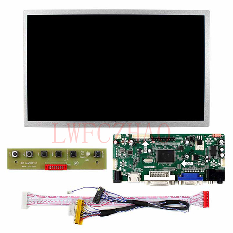 Écran LCD 10.1 pouces, 1024x600, avec HDMI, VGA, Audio, DVI, pilote de commande, LVDS, panneau 30 broches ► Photo 1/6