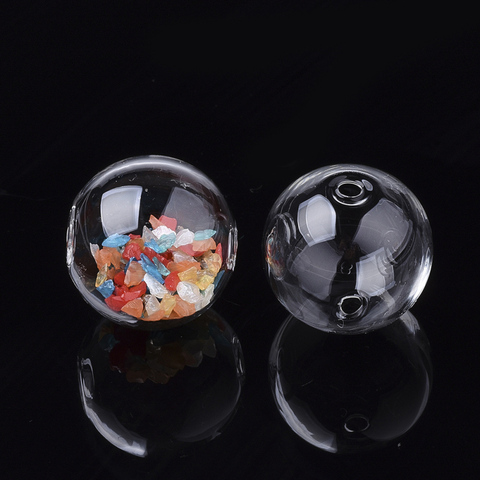 Boule ronde en verre soufflé à Double trou transparent pour boucle d'oreille, clou pour la fabrication de bijoux, 5 pièces 13mm 16mm 20mm 30mm ► Photo 1/5