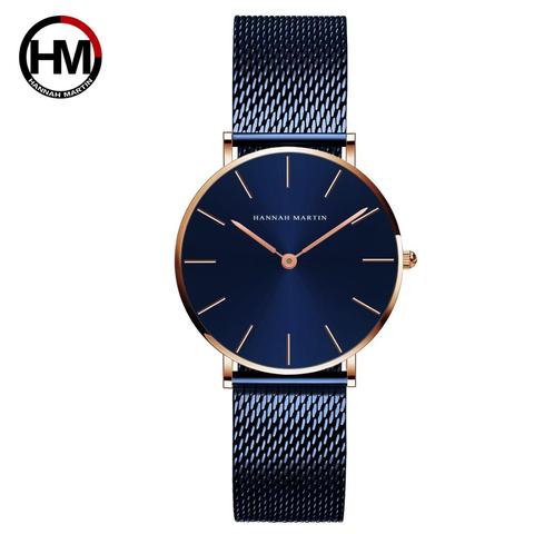 Montre-bracelet en acier inoxydable pour femmes, nouveau Design Simple bleu, mouvement à Quartz japonais, étanche, classique, 2022 ► Photo 1/6