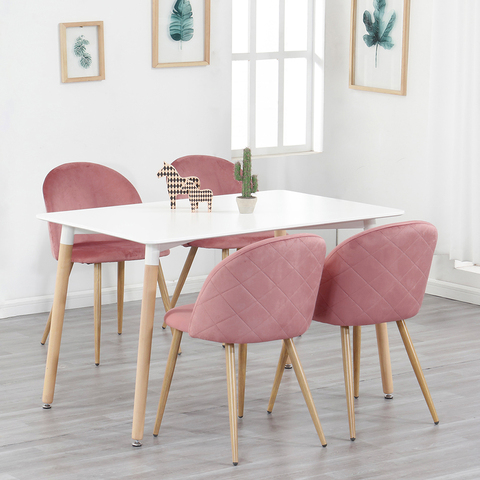 Un lot de 4 chaises de salle à manger avec velours doux et pieds en métal, costume pour cuisine, salle à manger, salon, salon (Pinkl/vert/bleu)) ► Photo 1/6