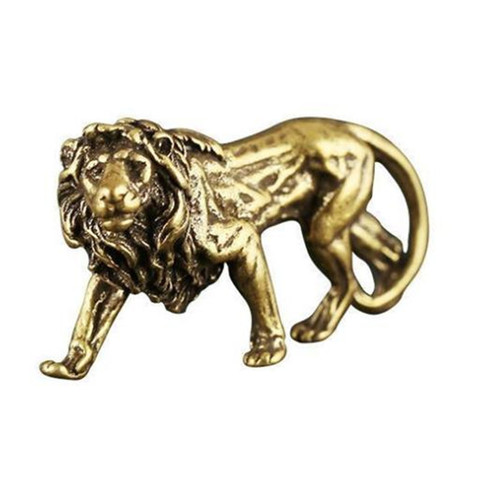 3D Mini Lion coulée Animal Figurine Style rétro Sculpture en métal maison bureau chambre bureau décoration recueillir des ornements cadeau ► Photo 1/6