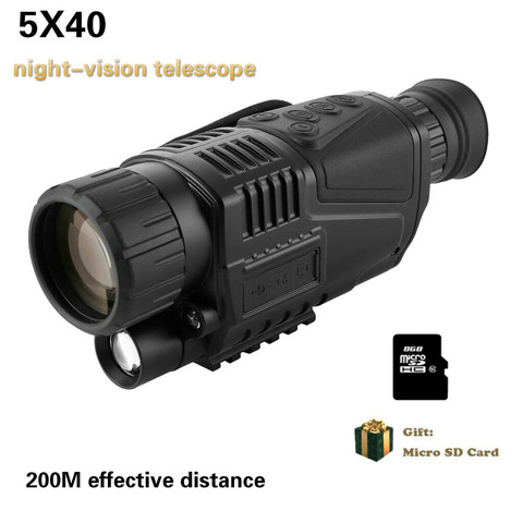 Vision nocturne 5x40 infrarouge numérique Vision nocturne monoculaire avec carte 8GTF 200M gamme de chasse monoculaire imageur thermique pour la chasse ► Photo 1/6