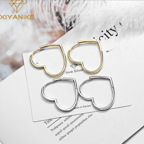 XIYANIKE-boucles d'oreilles en argent Sterling 925 pour femmes, nouveau bijou en forme de clou en forme de cœur, élégant et tendance, de Style coréen, bijoux simples et charmants ► Photo 1/6