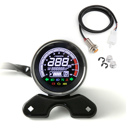 Odomètre numérique LCD LED 12V pour moto, tachymètre, compteur de vitesse, personnalisé, pour Harley, Honda, Yamaha, Suzuki, Cafe Racer, Bobber, Touring ► Photo 1/6