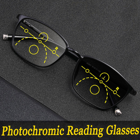 Lunettes de lecture photochromiques tr90 pour hommes et femmes, multi-focus progressif, anti-lumière bleue, zoom intelligent, 1.0 – 4.0 ► Photo 1/6