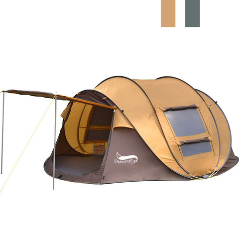 Desert & Fox-tente de Camping en plein air pour 3 à 4 personnes, Pop-Up automatique, randonnée, voyage, pêche, auvent ► Photo 1/6