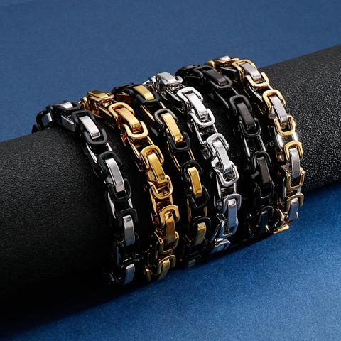Bracelet à chaîne en acier inoxydable pour hommes, 4/6/8mm de largeur, bijoux colorés décontractés pour les mains ► Photo 1/6