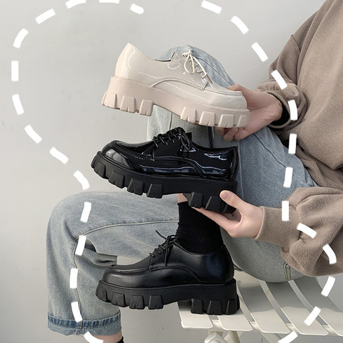 Décontracté femme chaussure femmes chaussures 2022 sabots plate-forme noir chaussures plates Modis Style britannique Oxfords femmes bout rond chaussures femme nouveau ► Photo 1/5