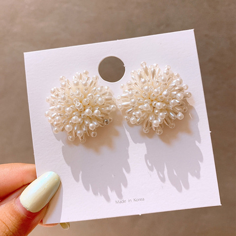 2022 coréen nouveau à la mode à la main feux d'artifice fleur petite perle grand boucles d'oreilles pour les femmes Bijoux de mode élégant Pendientes ► Photo 1/5