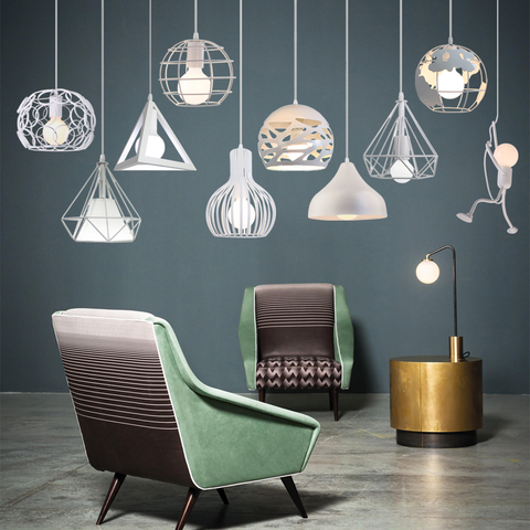 Vintage industriel pendentif lumières LED lampes suspendues moderne Loft luminaires pour la maison salon chambre cuisine décor blanc ► Photo 1/6