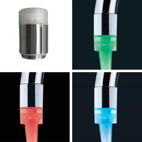 Mode eau lueur douche 3 LED à couleur changeante robinet robinet lumière température capteur universel adaptateur cuisine accessoire ► Photo 1/6