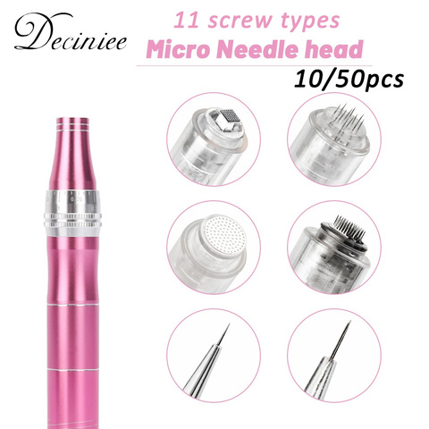 10/50pcs fente à vis Micro aiguille stylo électrique Derma stylo 9pin /12pin /36pin /nano/3D aiguilles cartouches pour la croissance des cheveux de la peau du visage ► Photo 1/6