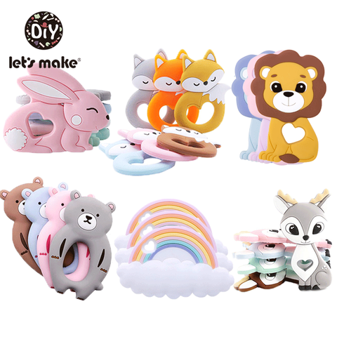 Jouets de dentition en Silicone animaux de bande dessinée sans BPA 1pc dentition en Silicone de qualité alimentaire jouets de dentition bricolage pour dents petite tige bébé jouets de dentition ► Photo 1/6