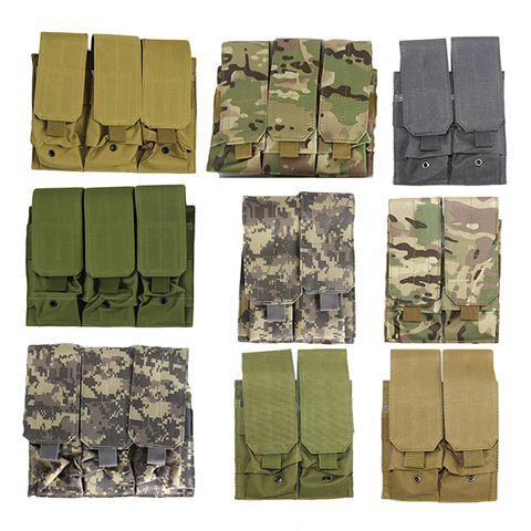 Pochette pour Magazine en Nylon, Triple ou Double, pour gilet Molle de 5.56mm AR15 M4, sac à Clip de rangement pour chasse, sac à Mag de tir, accessoires d'armée ► Photo 1/6