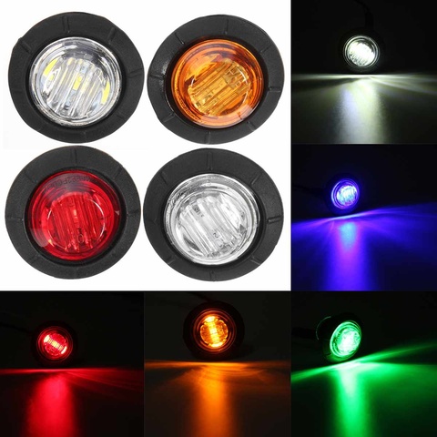 Universel pour remorque et camion, Mini petit bouton à LED ronde balles, marqueurs latéraux, lampe étanche, 12V 1